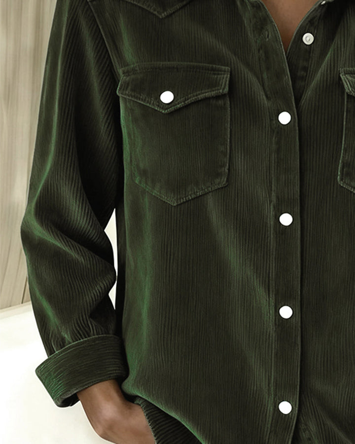Lyra™ - Classic Long Sleeve Shirt with Lapel Collar