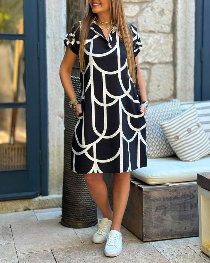 Ellanore - Polo Dress with Geometric Print
