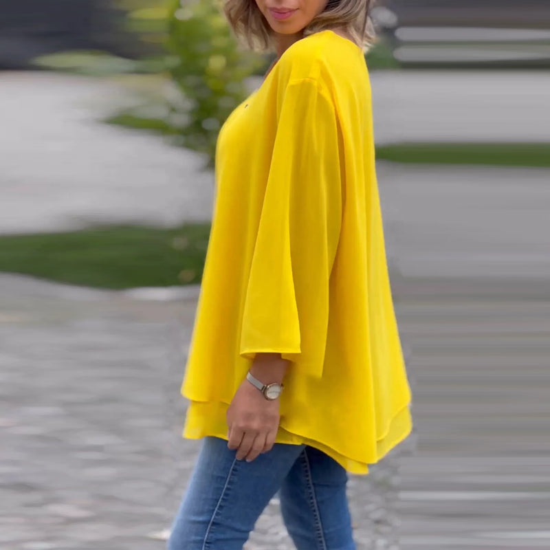 Heidi™ - V-Neck Flowing Zip Top