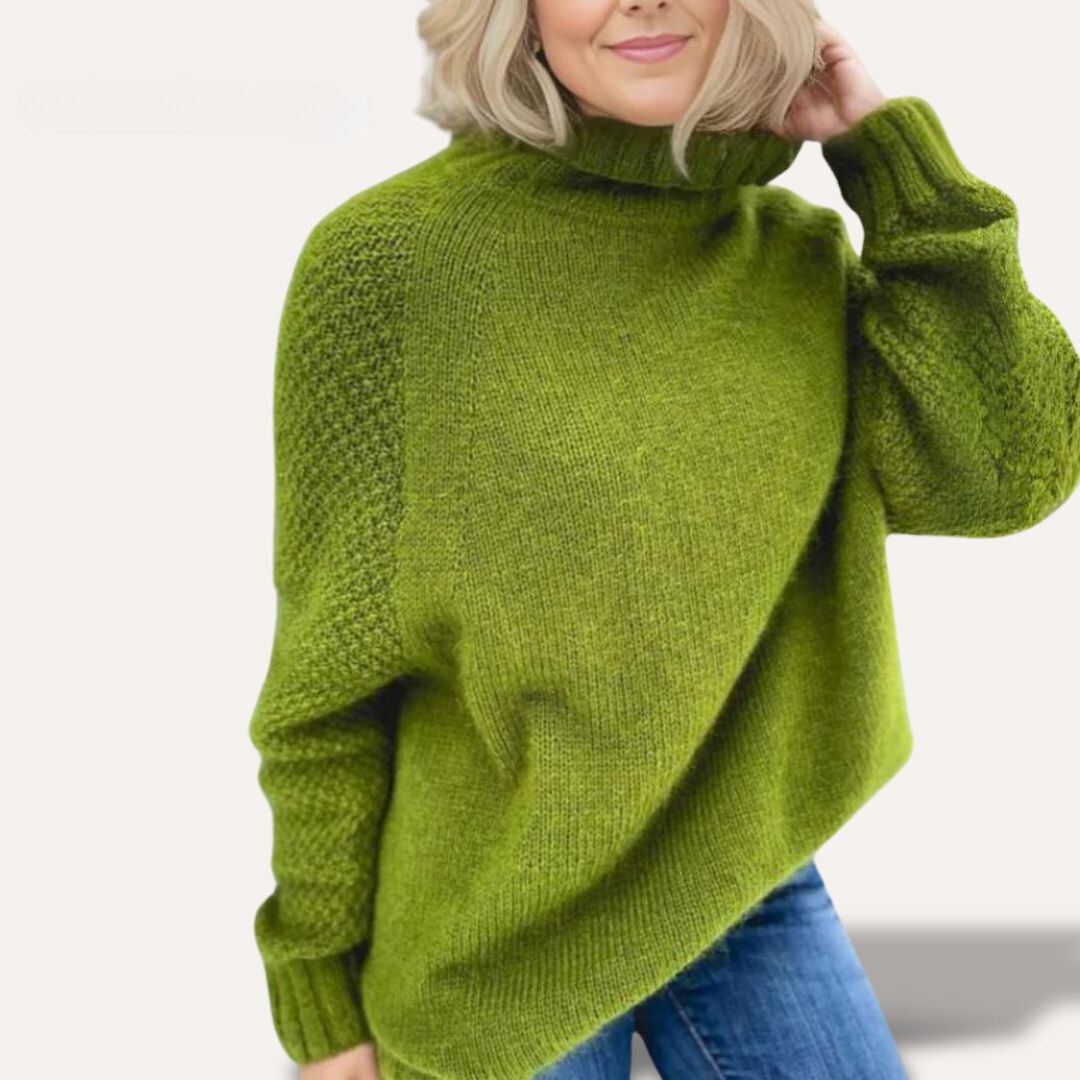 Eleganza™ | Elegant Turtleneck Angela Apple Green