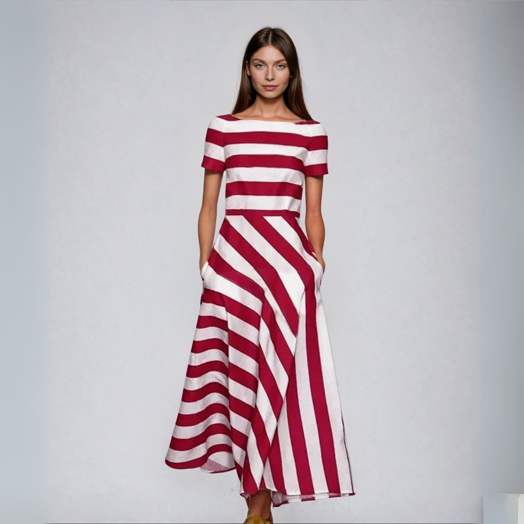 Natalia | Long Striped Dress, Handmade