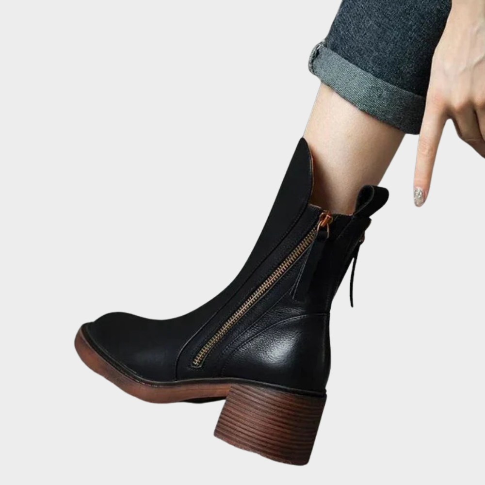 Gabriella | Comfortable Leather Ankle Heels