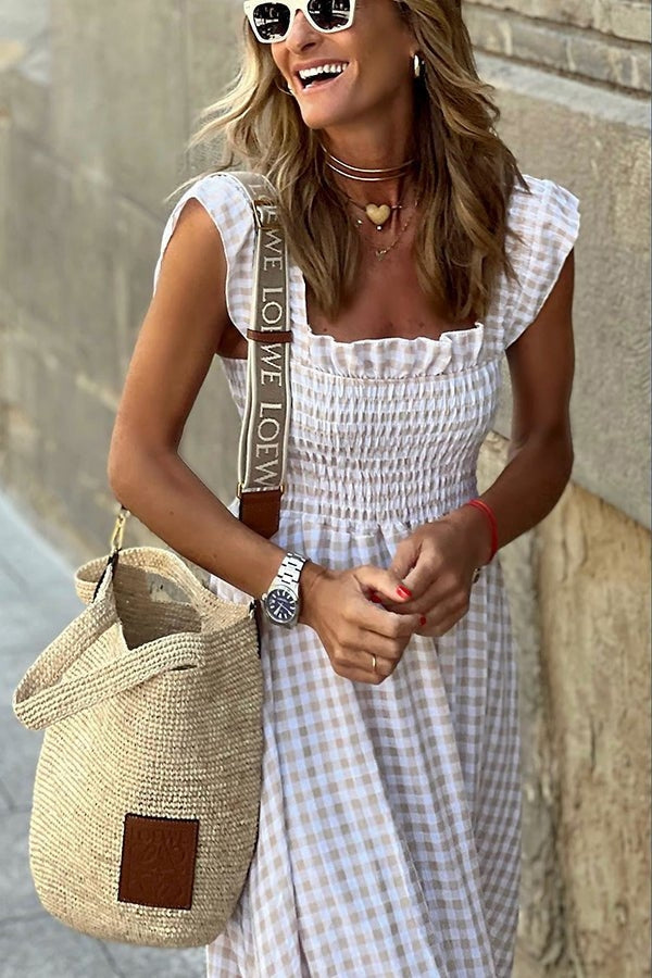 Odette™ - Elegant Checkered Summer Dress