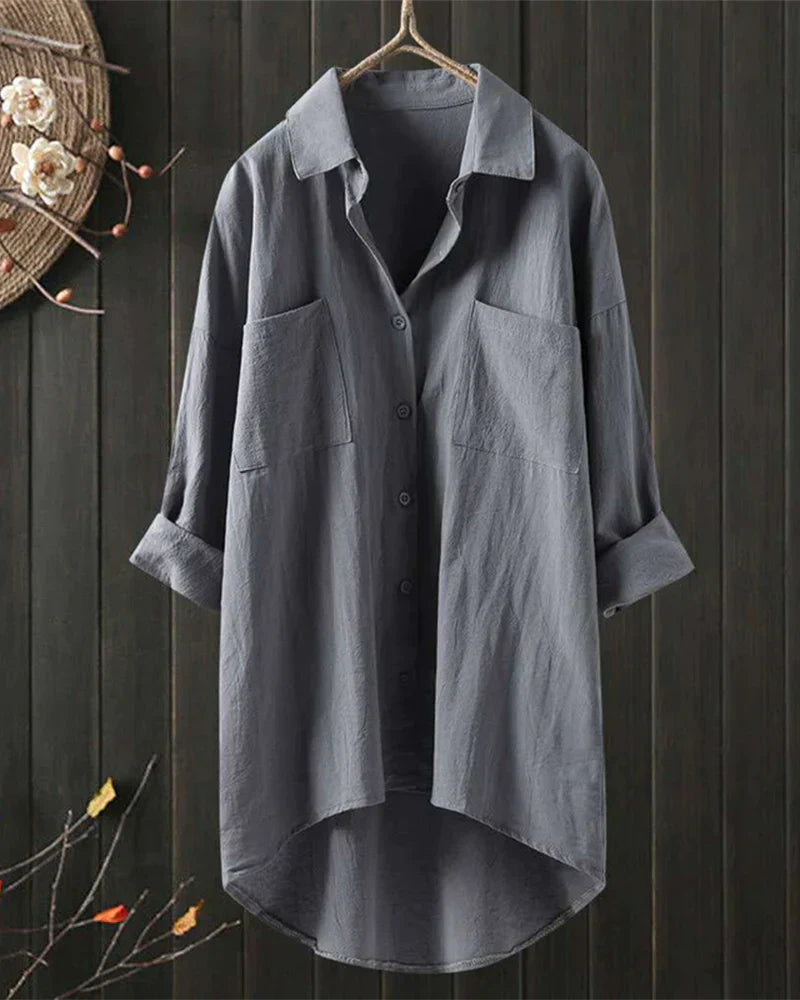 Angelina™ - Solid Color Long Sleeve Blouse