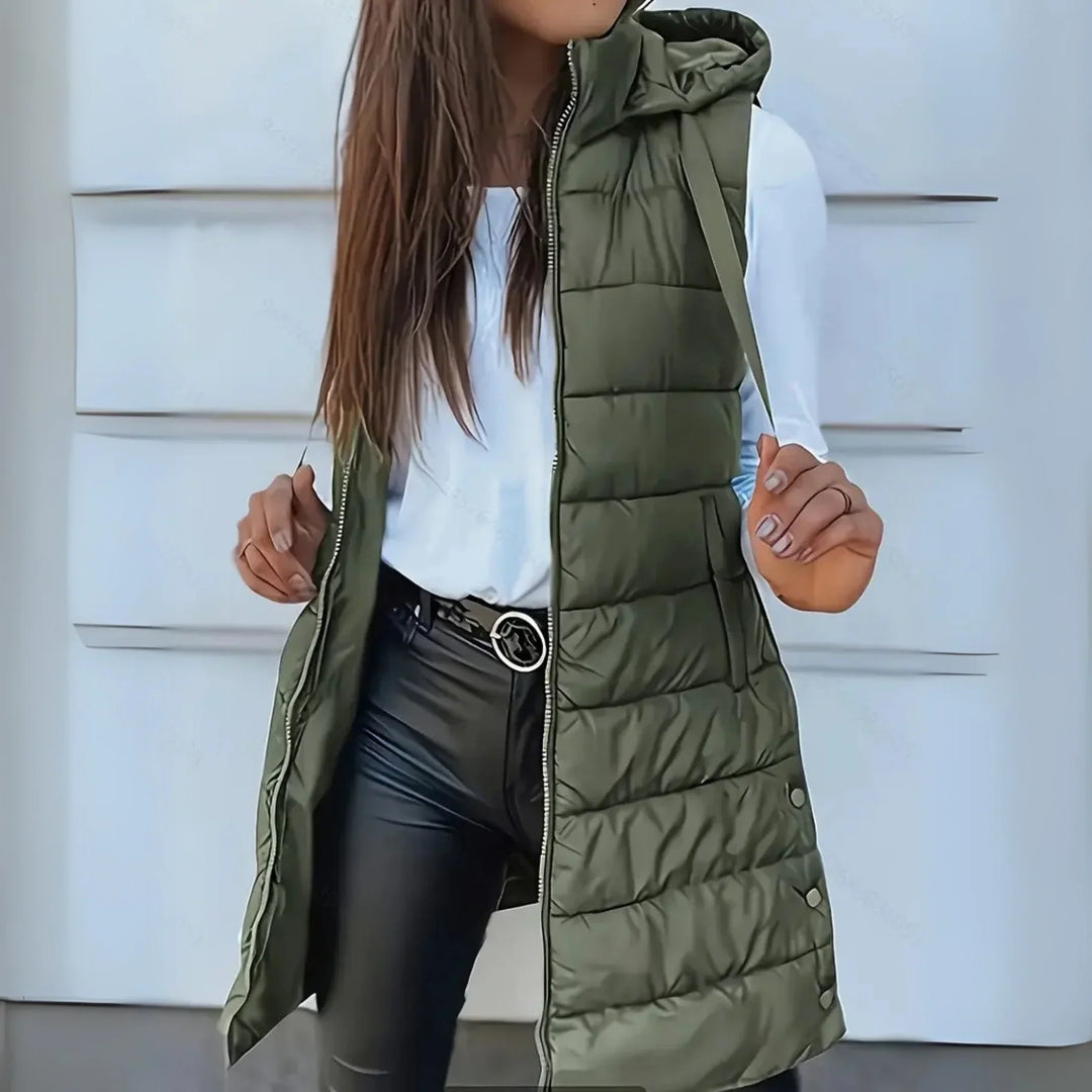 Romy™ - Casual Sleeveless Hooded Long Puffer Vest