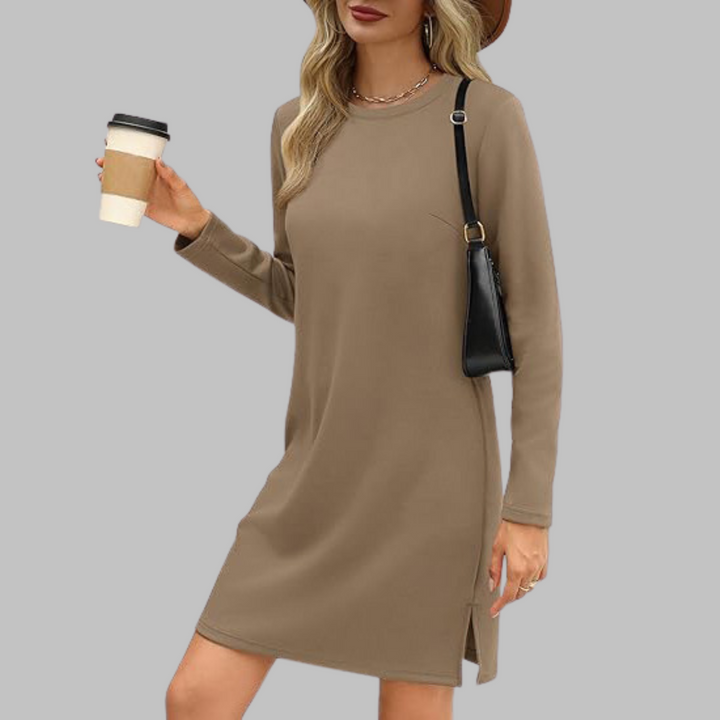Talia™ – Casual Long-Sleeved Crew Neck Mini Dress