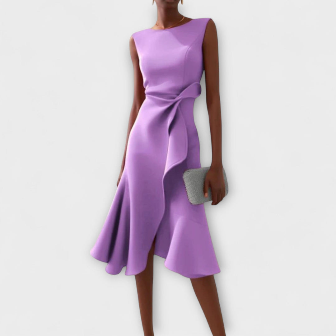 Juliette™ – Elegant Draped Asymmetrical Midi Dress