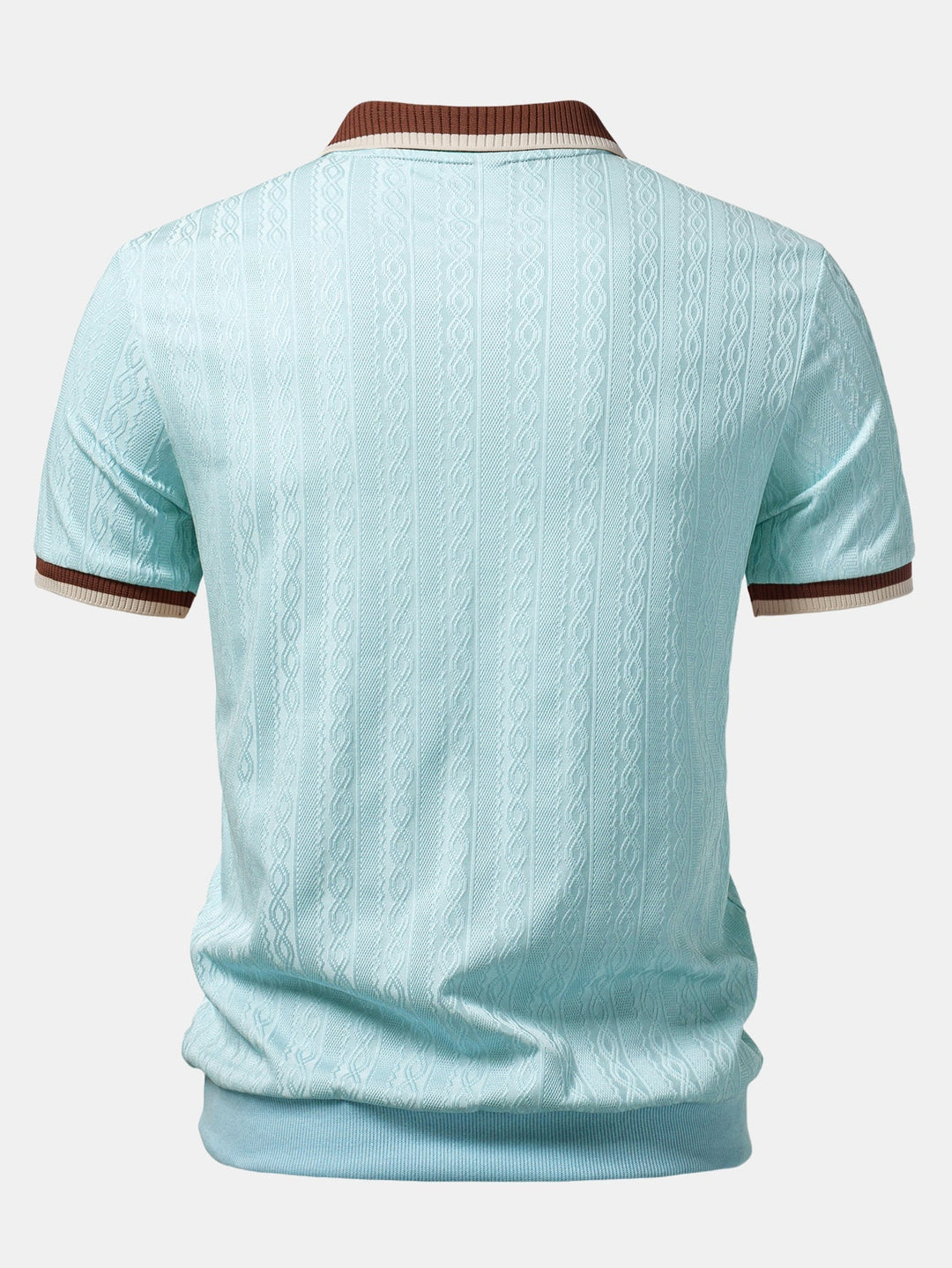 Structured Knit Polo with Contrast Trim and Zipper