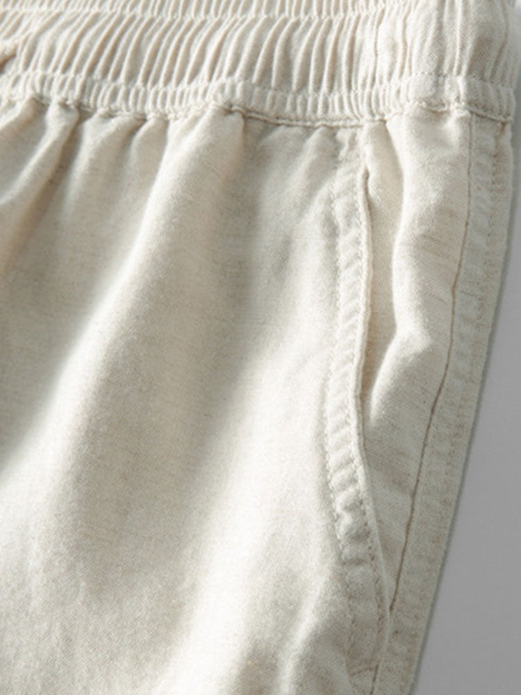 Button-up shirt and straight-cut trousers in a linen-rayon blend