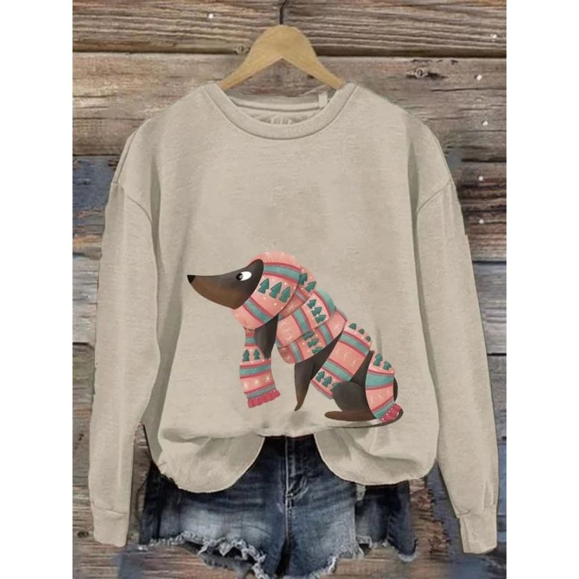 Women's sweatshirt with a round neckline and long sleeves