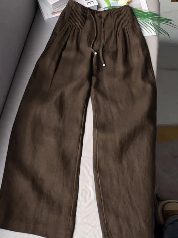 Camille | Cotton-Linen Blend Wide Leg Pants