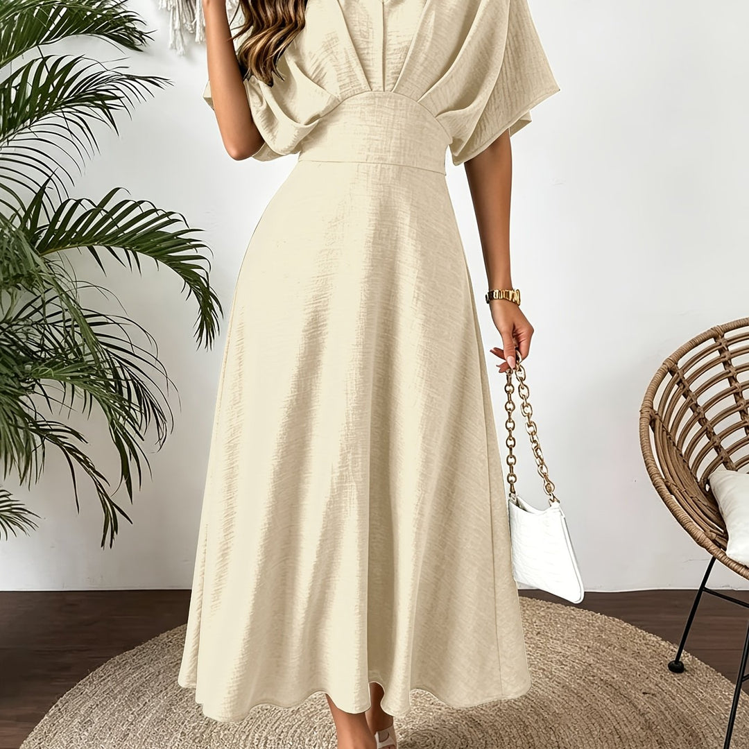 Women’s midi dress with V-neckline