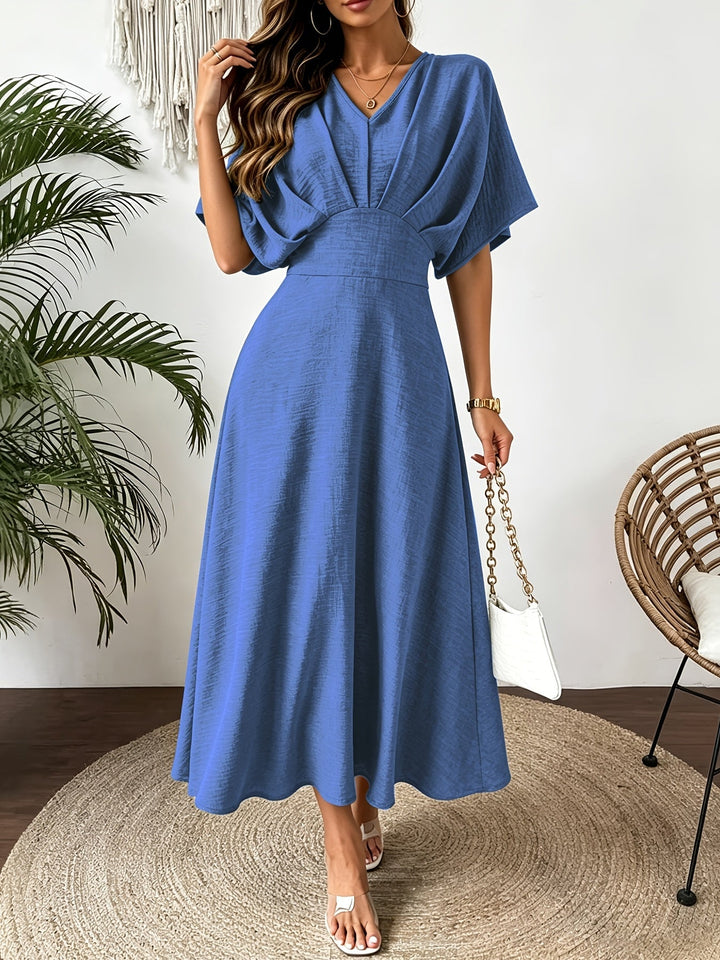 Women’s midi dress with V-neckline