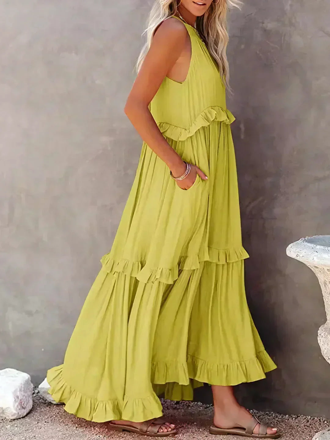 Sarah | Halterneck Ruched Maxi Dress (Almost sold out)