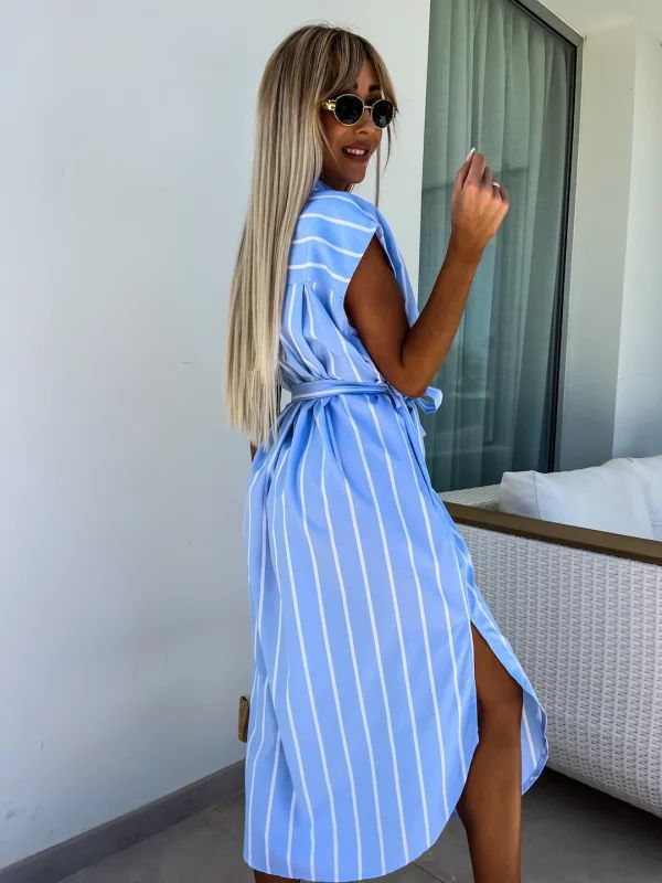 Fiona - Elegant Sleeveless Striped Dress