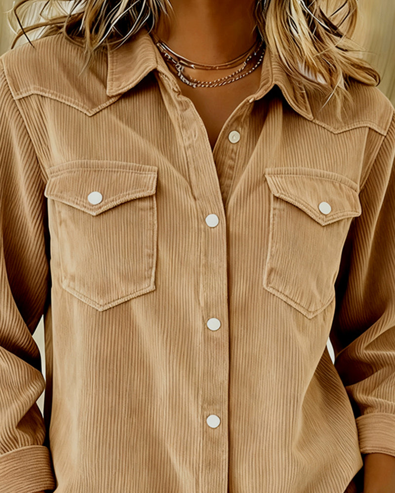 Lyra™ - Classic Long Sleeve Shirt with Lapel Collar