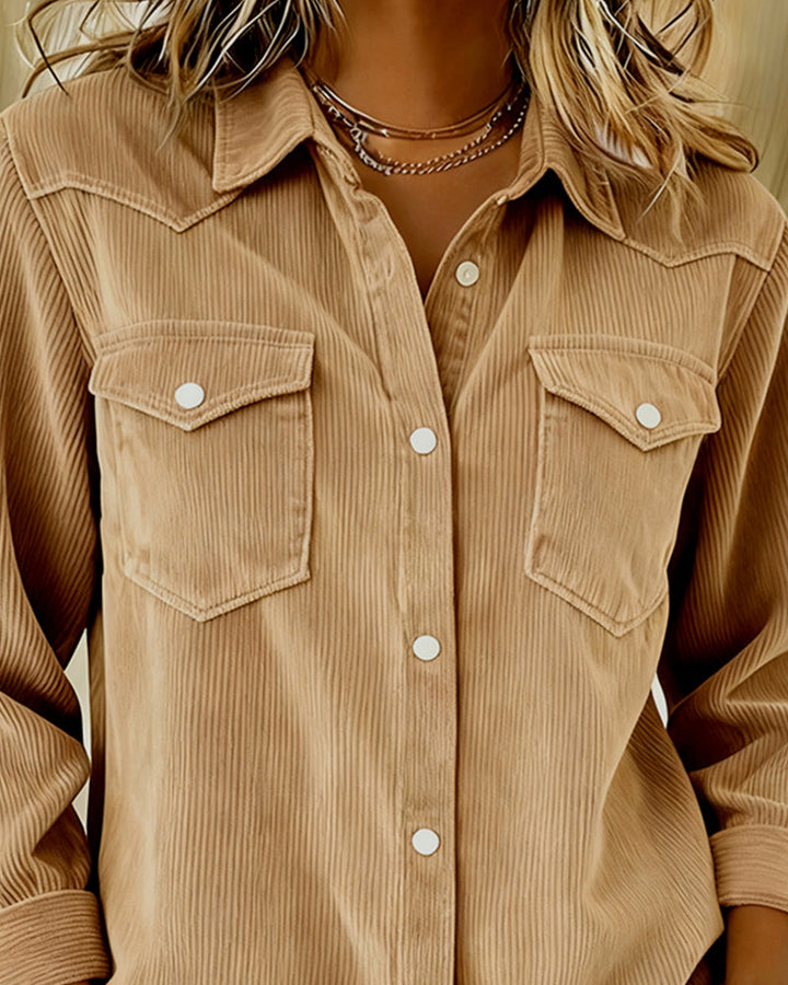 Lyra™ - Classic Long Sleeve Shirt with Lapel Collar