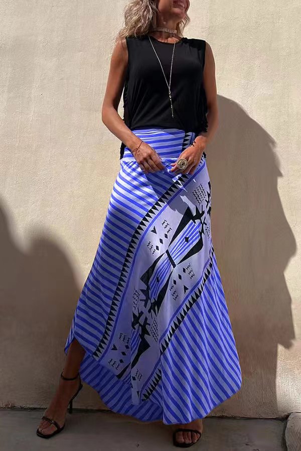 Women's High-Waisted Striped Maxi Tube Skirt