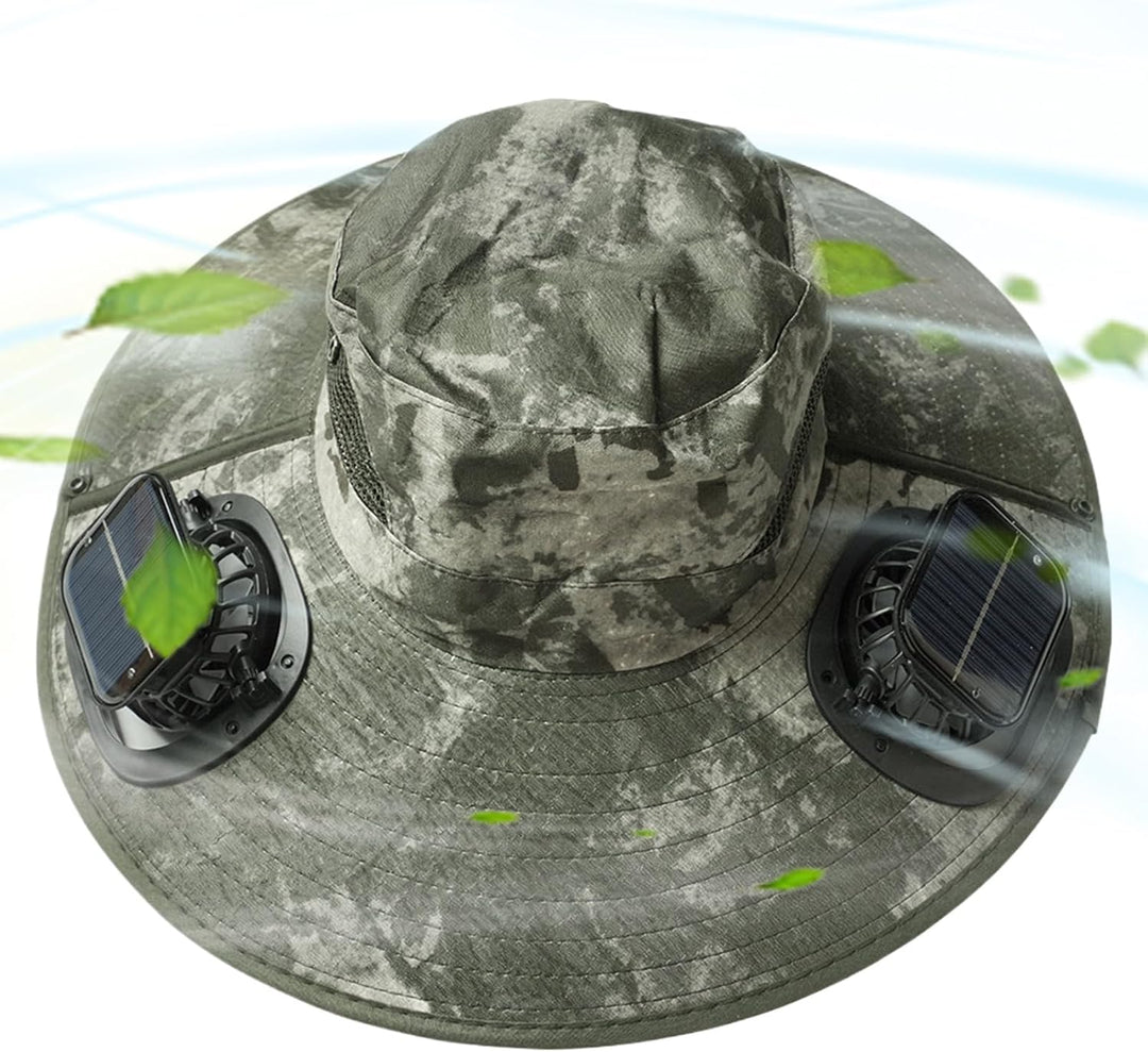 Solarbetriebener Kühlhut mit doppelten Ventilatoren und UV-Schutz