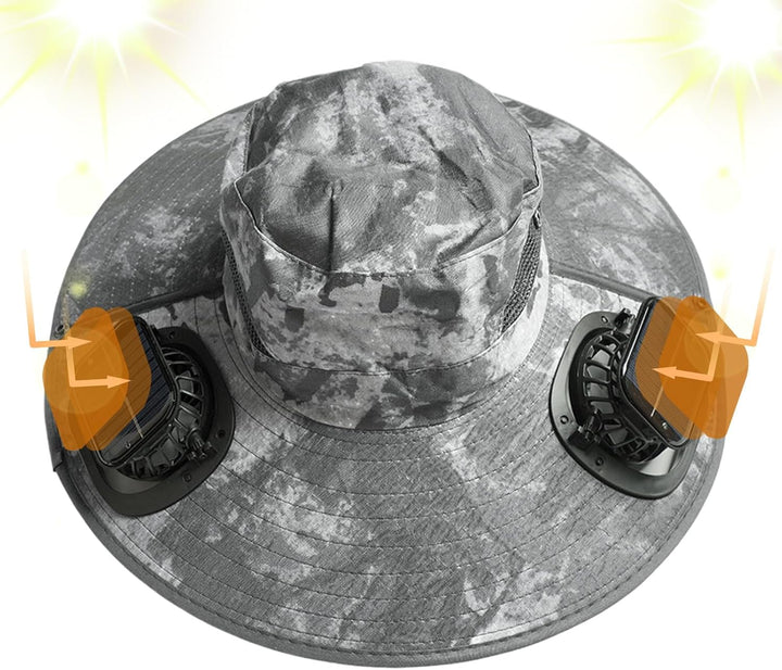 Solarbetriebener Kühlhut mit doppelten Ventilatoren und UV-Schutz
