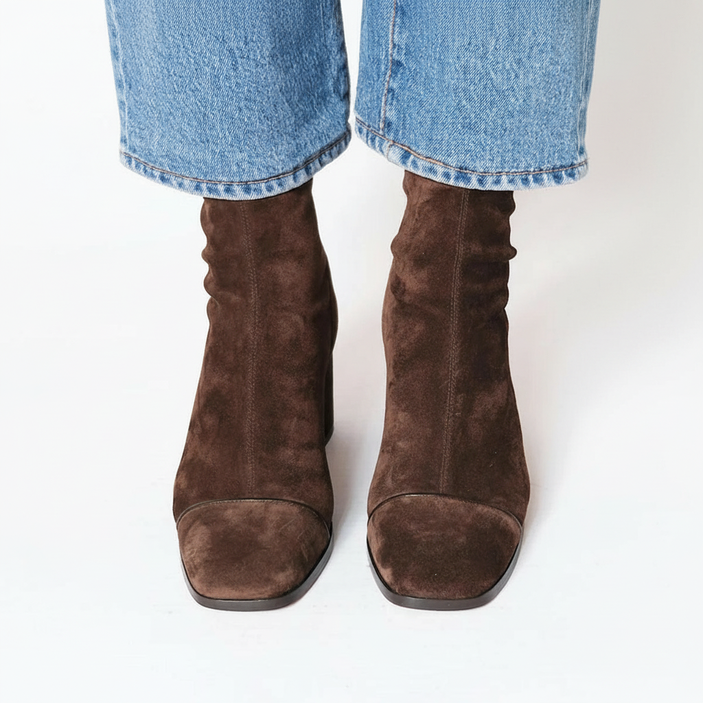 Lily™ | Stylish Suede Square-Toe Ankle Boots