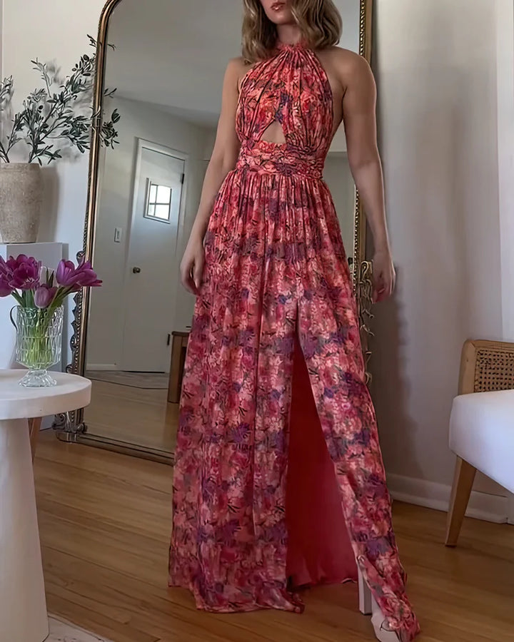 Isa Luna | Backless Floral Print Maxi Dress
