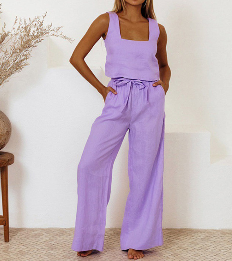 Milena - Minimalist Top and Wide Leg Trousers Set