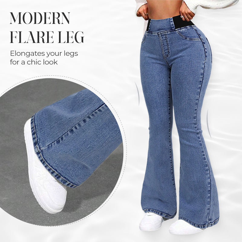 Women's high-waisted jeans with stretchy legs