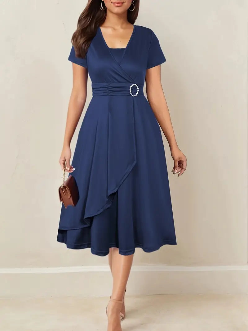 Hilda™ - Elegant Rhinestone V-Neck Evening Dress