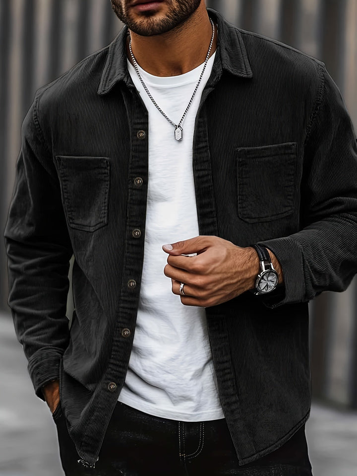 Bryce | Herren Langarm-Overshirt mit Taschen und Knöpfen