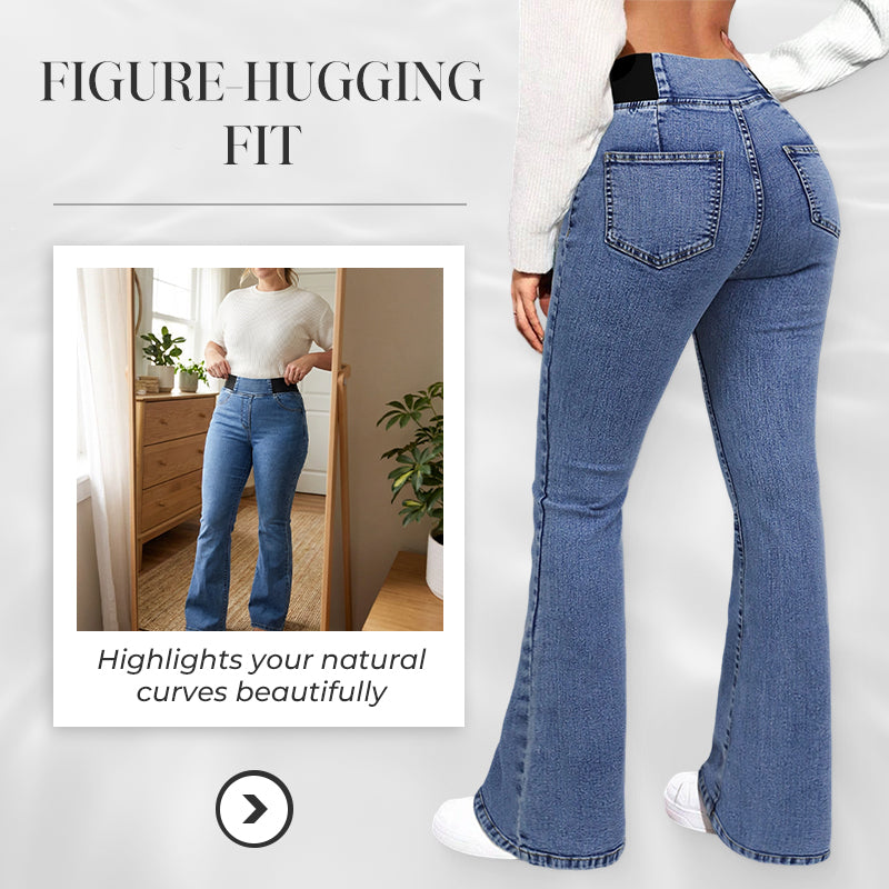 Women's high-waisted jeans with stretchy legs