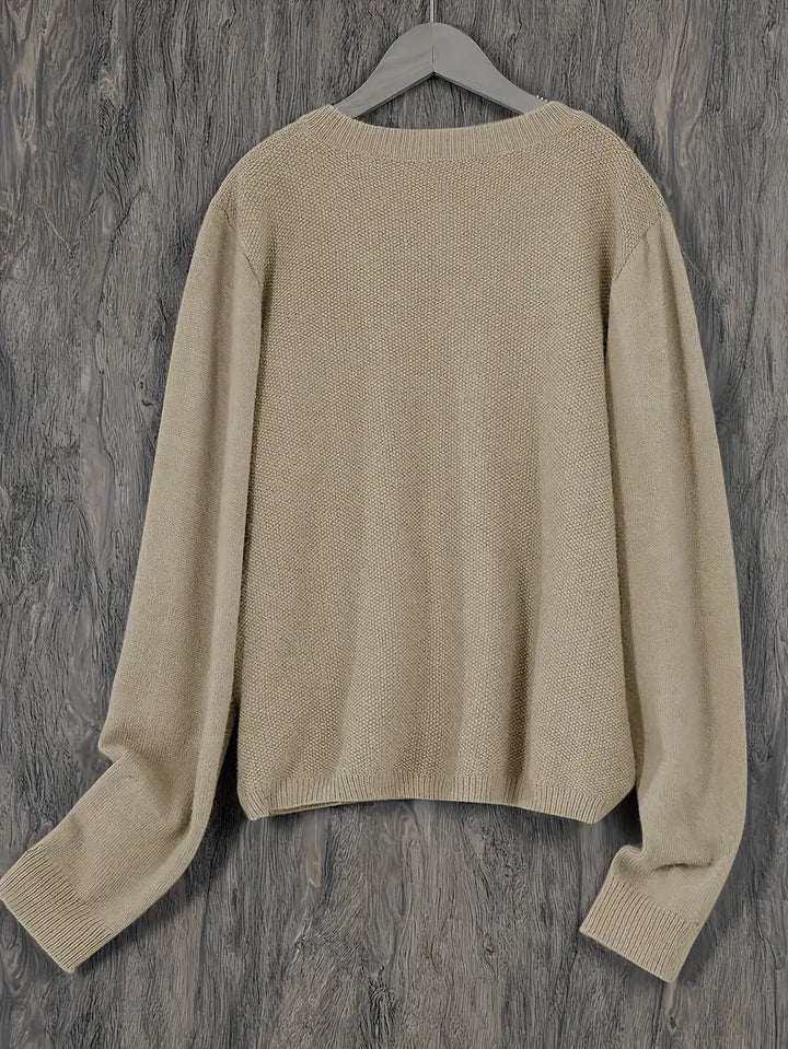 Eugenia | Damen Rundhals-Cardigan mit Knöpfen und Tasche