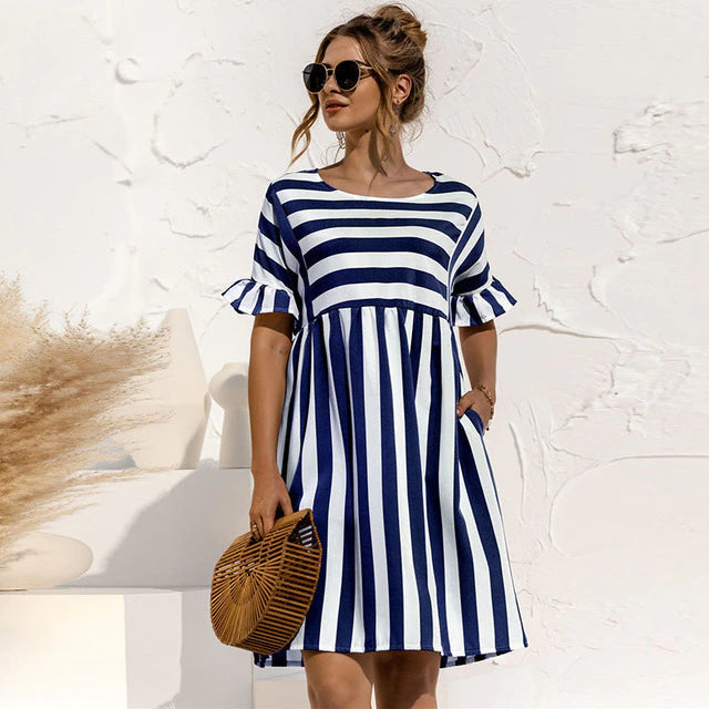 Levoire | Striped Ruffle Maternity Dress
