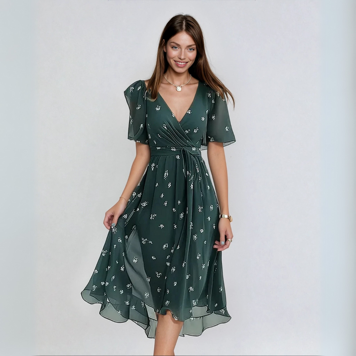 Lina™ | Elegant Short-Sleeve Dress