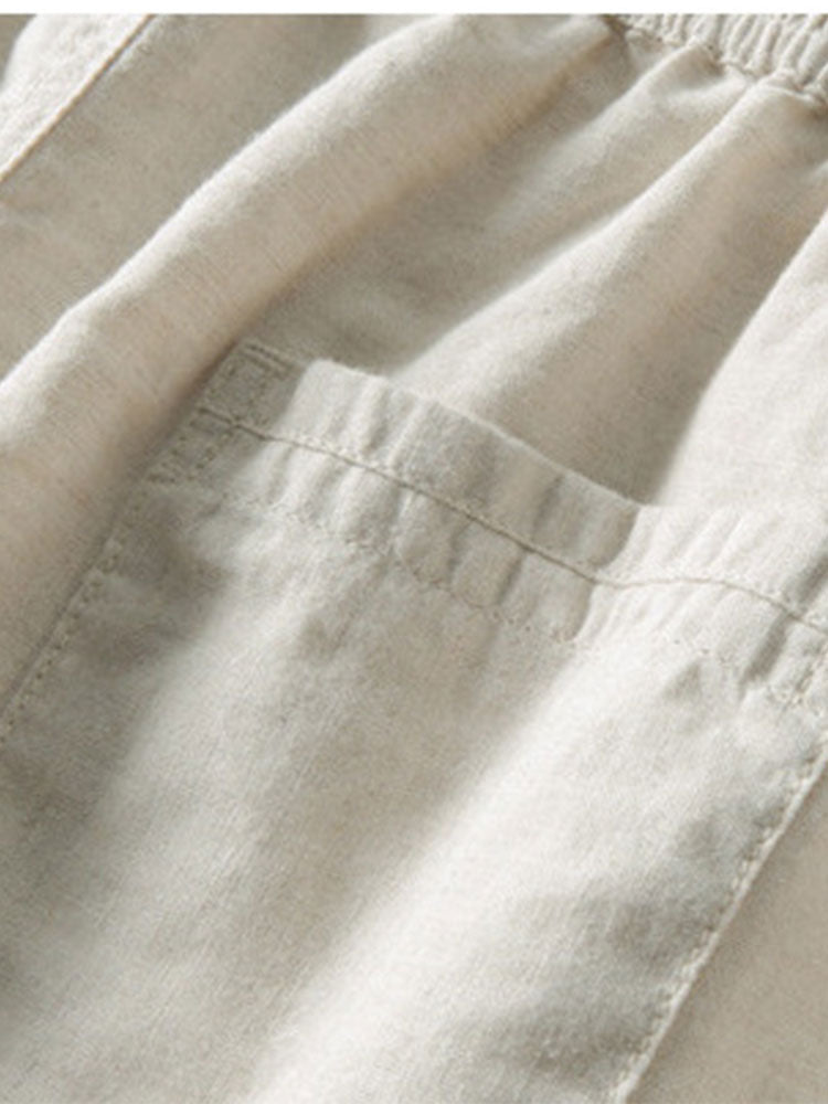 Button-up shirt and straight-cut trousers in a linen-rayon blend