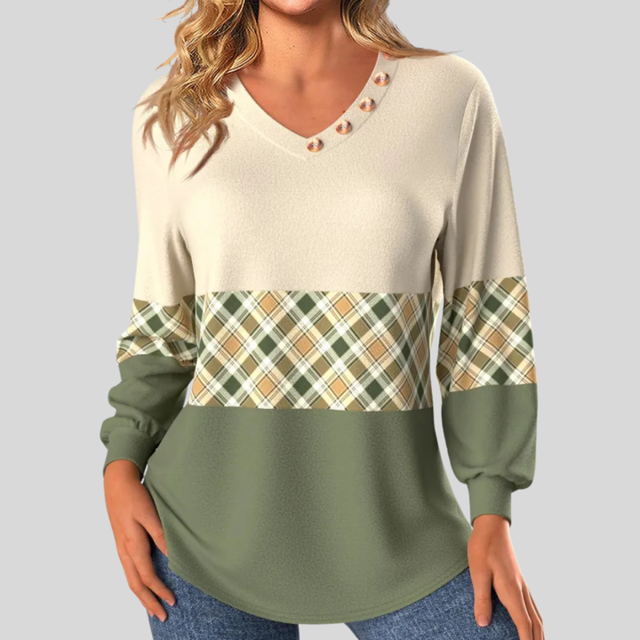 Annelie | Sweater with Plaid Detail