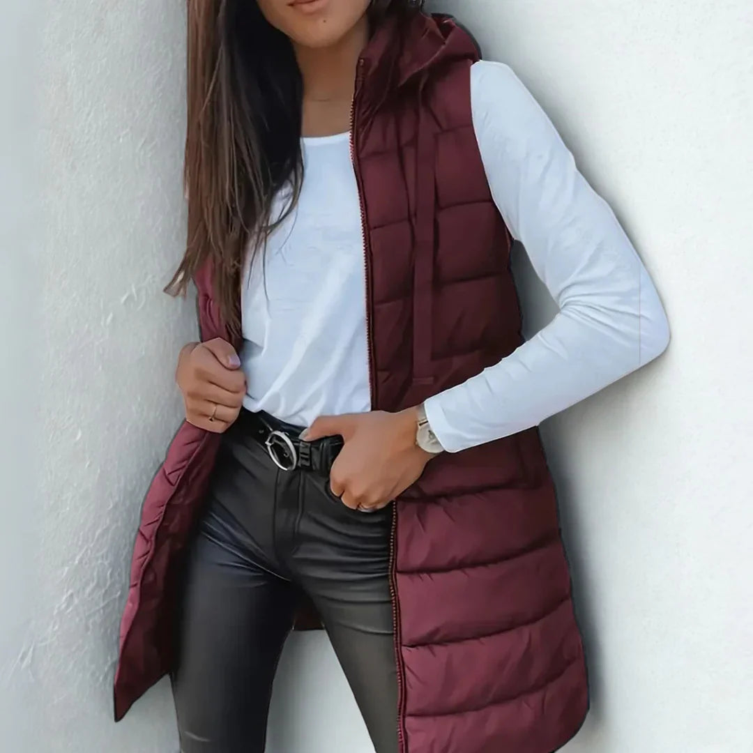Romy™ - Casual Sleeveless Hooded Long Puffer Vest