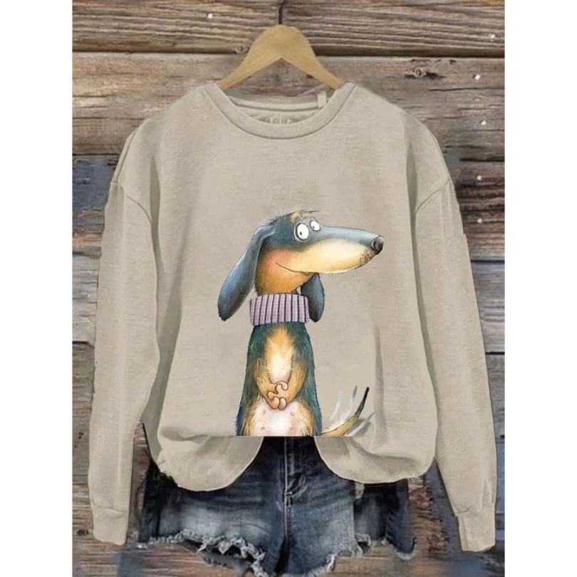 Women's sweatshirt with a round neckline and long sleeves