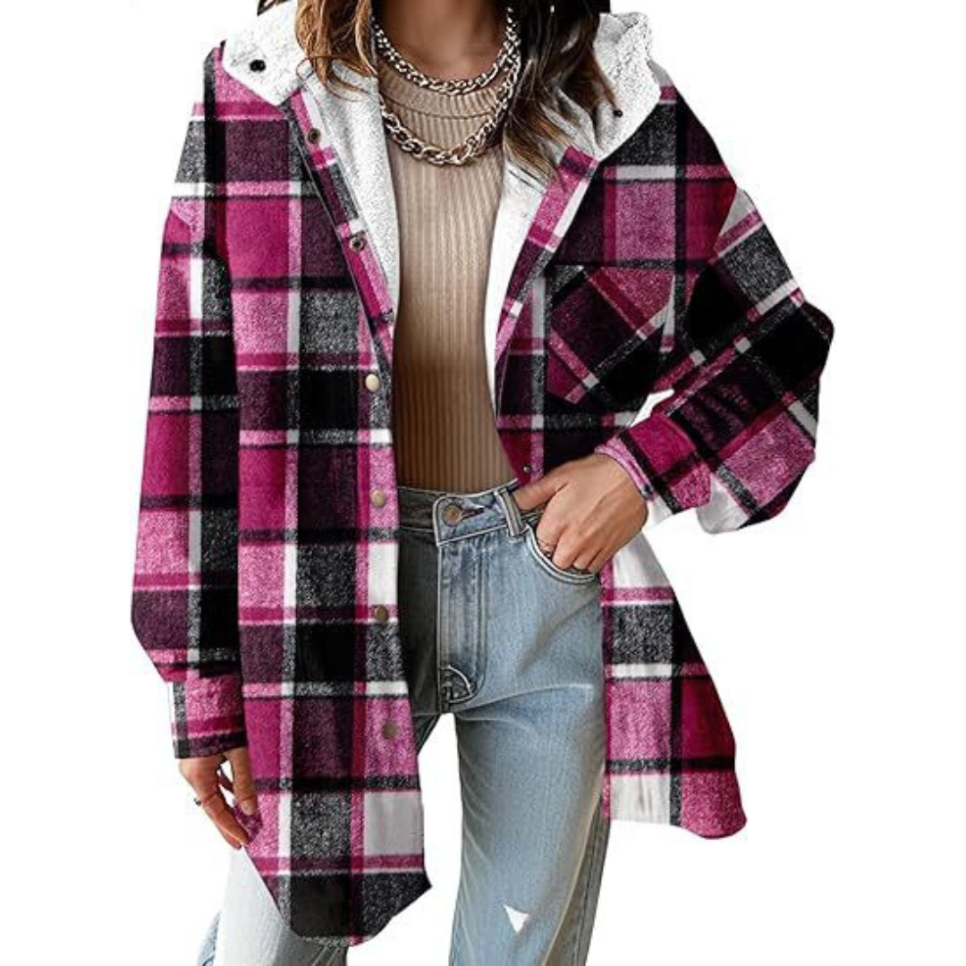 Tallulah™ - Relaxed Fit Plaid Hooded Jacket