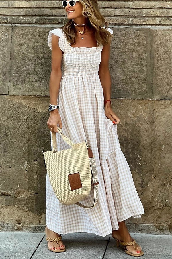 Odette™ - Elegant Checkered Summer Dress