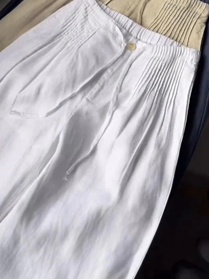 Camille | Cotton-Linen Blend Wide Leg Pants