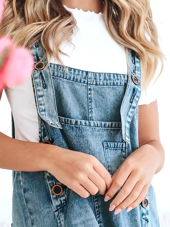 Thessa™ - Faded Denim Dungarees