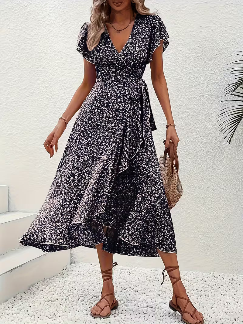 Elara | Flowing, Belly-Skimming Wrap Dress