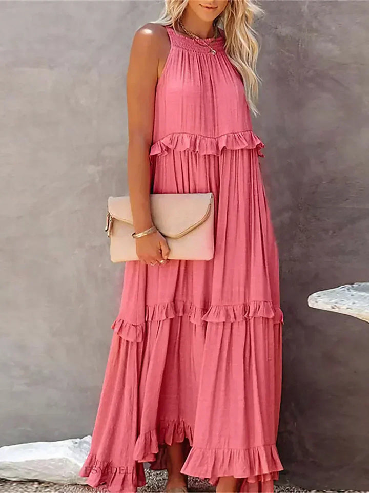 Sarah | Halterneck Ruched Maxi Dress (Almost sold out)
