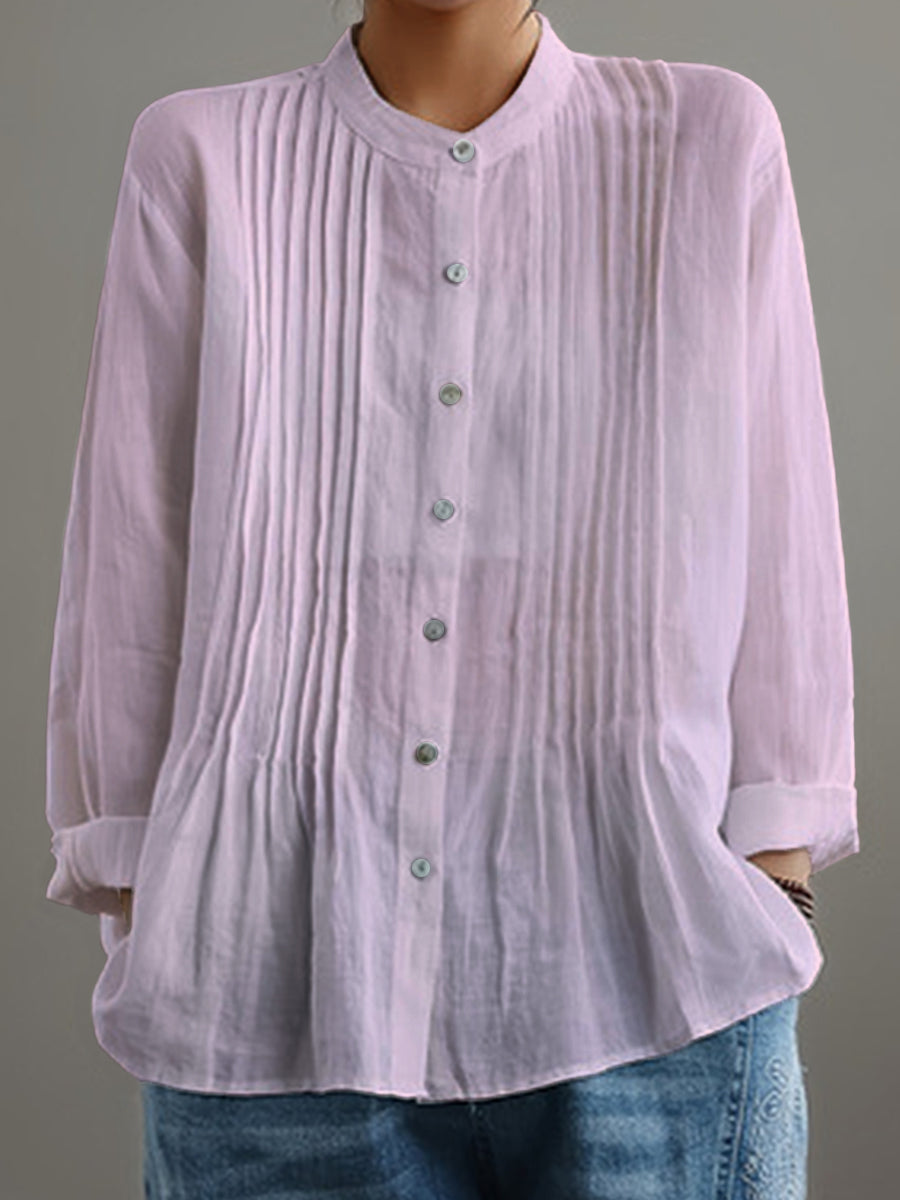 Farah™ – Casual Cotton and Linen Pleated Shirt