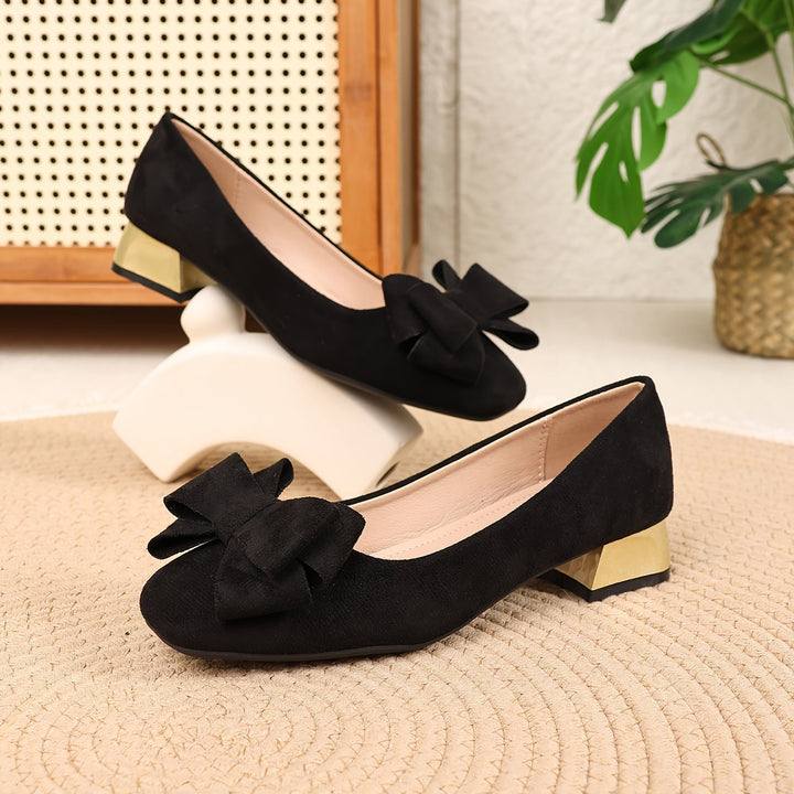 Chic women's bow shoes with stylish chunky heels