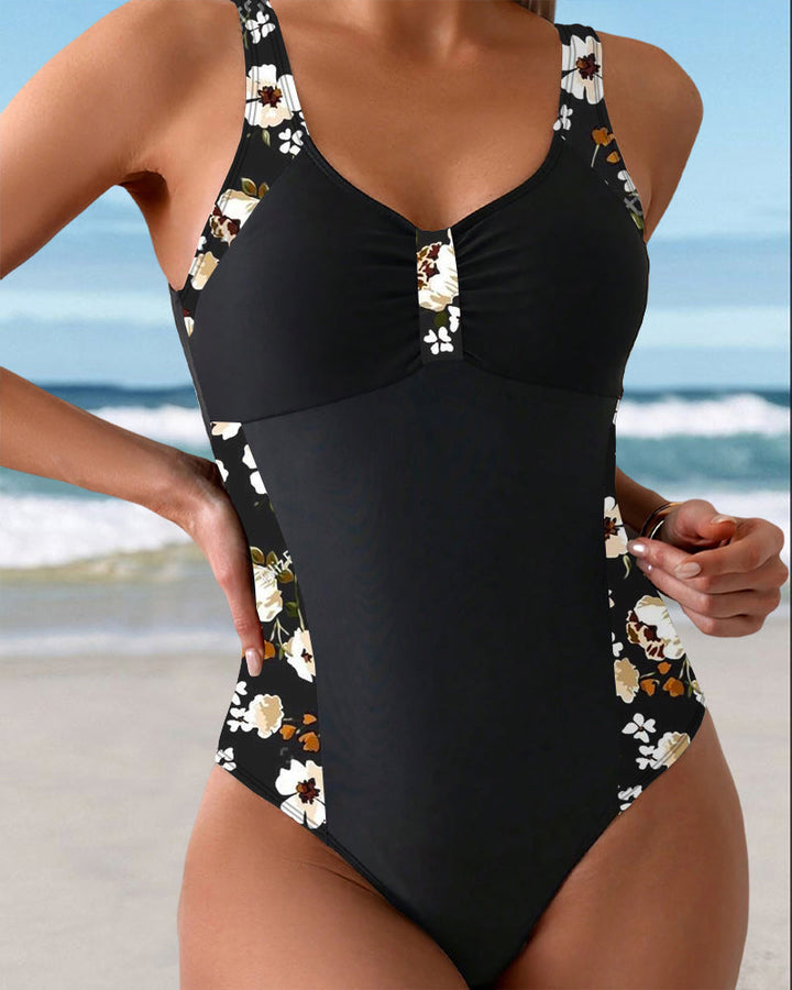 Bianca | Women's Contrast Print One-Piece Swimsuit Sleeveless