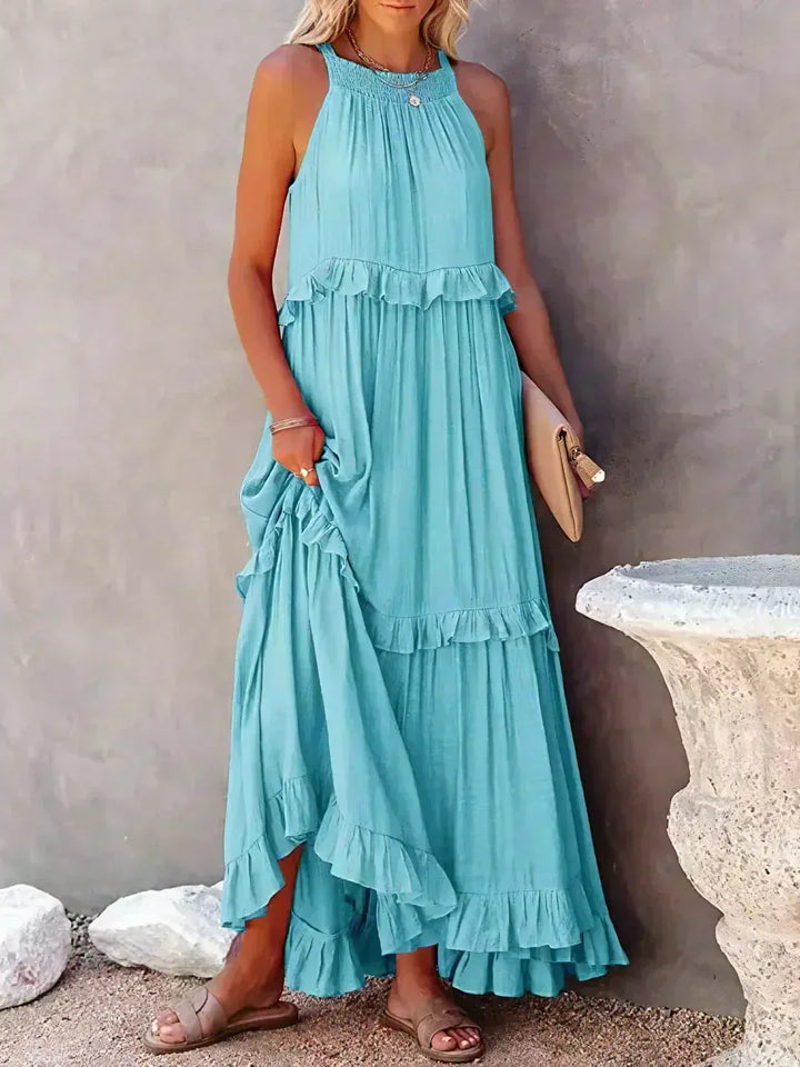 Sarah | Halterneck Ruched Maxi Dress (Almost sold out)