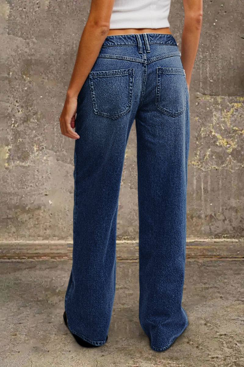 Mid-rise straight-leg jeans