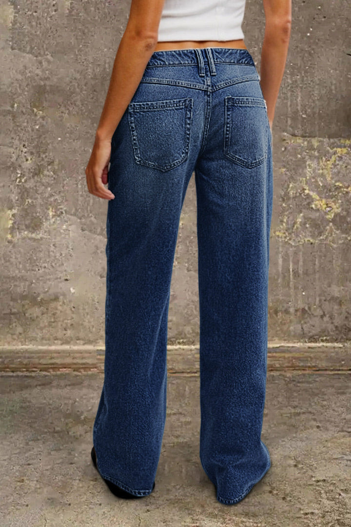 Mid-rise straight-leg jeans